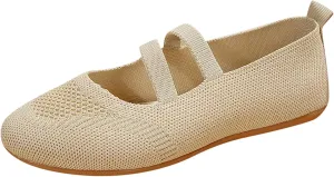 Women's Flat Ballet Shoes Knit Flat Shoes Round Toe Slip on Women Flats for Dressy Casual Office Work Wedding