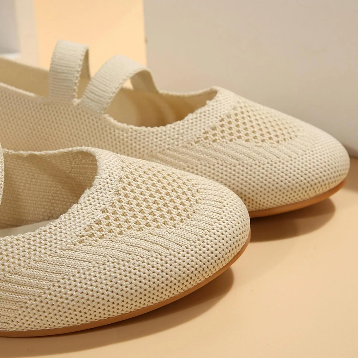 Women's Flat Ballet Shoes Knit Flat Shoes Round Toe Slip on Women Flats for Dressy Casual Office Work Wedding