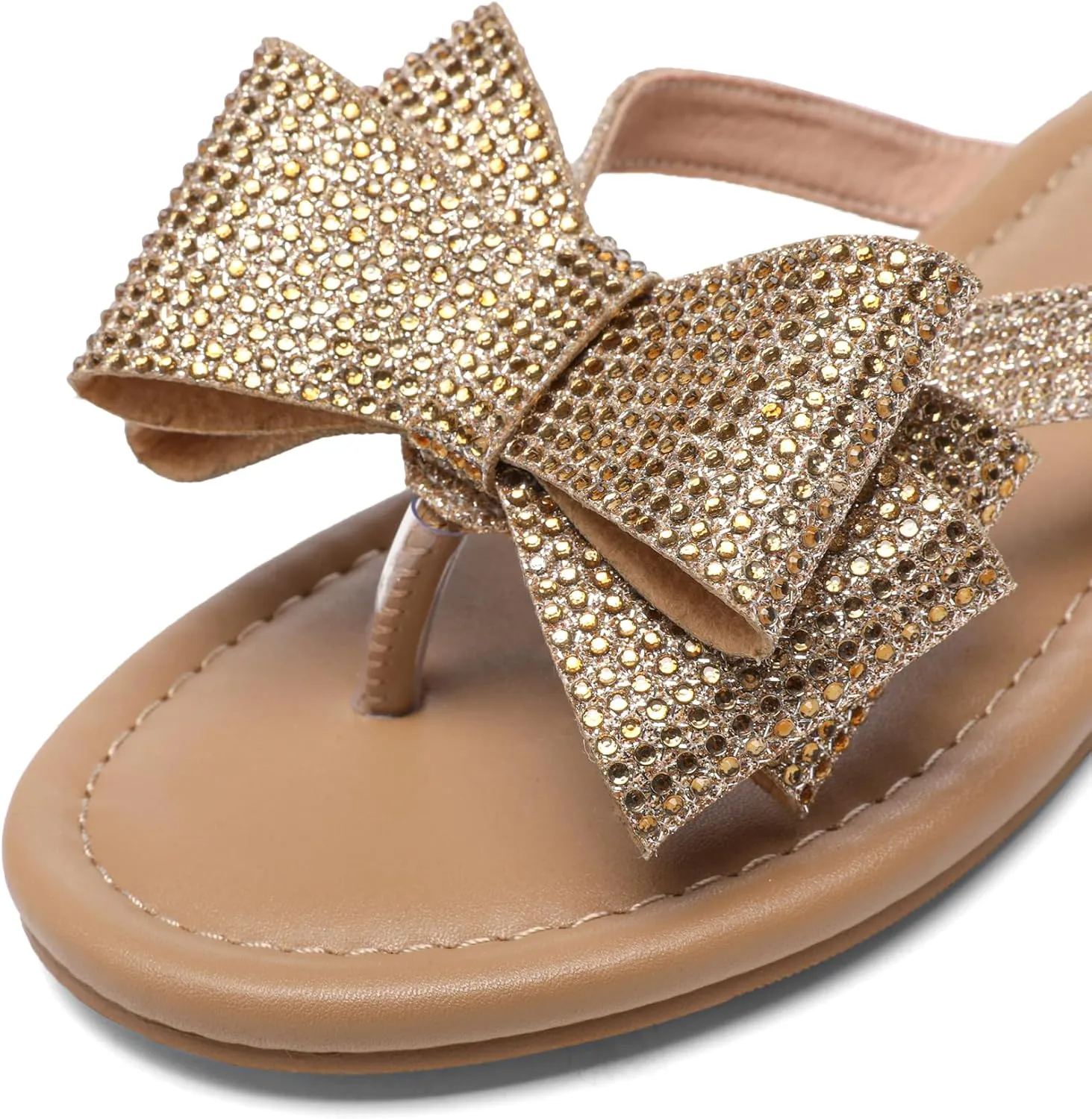 Womens Flat Bow Sparkly Flip Flop Sandals,Ladies Rhinestones Comfortable Thong Slide Dressy Casual Cute Trendy Vacation Beach Slip on Glitter Slippers Shoe