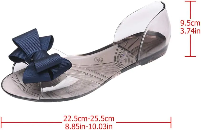 Women's Flip-Flop Sandal, Black 7.5US, 5UK, 38.5EU, 9.6285Inch, Bowknot, Fashion Fish Mouth, PVC, Summer Beach Shoes for Women