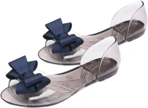 Women's Flip-Flop Sandal, Black 7.5US, 5UK, 38.5EU, 9.6285Inch, Bowknot, Fashion Fish Mouth, PVC, Summer Beach Shoes for Women