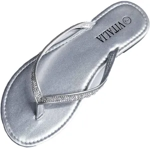 Women's Flip-Flop Sandals with Rhinestone Crystal, Comfortable Summer Top Tiras Flip Flop