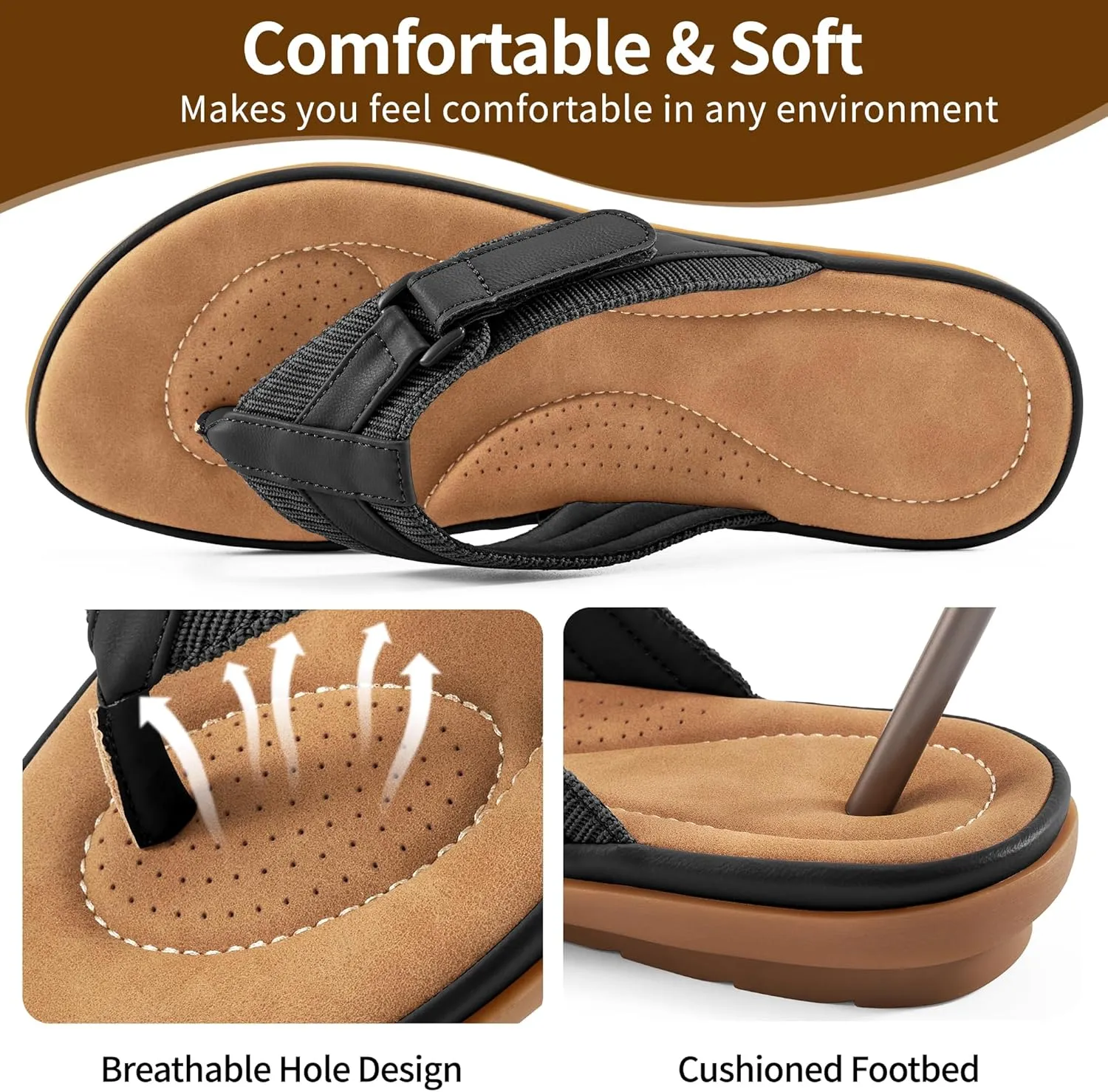 Womens Flip Flops Dressy : Comfortable Summer Thong Sandals - Ladies Casual Walking Shoes