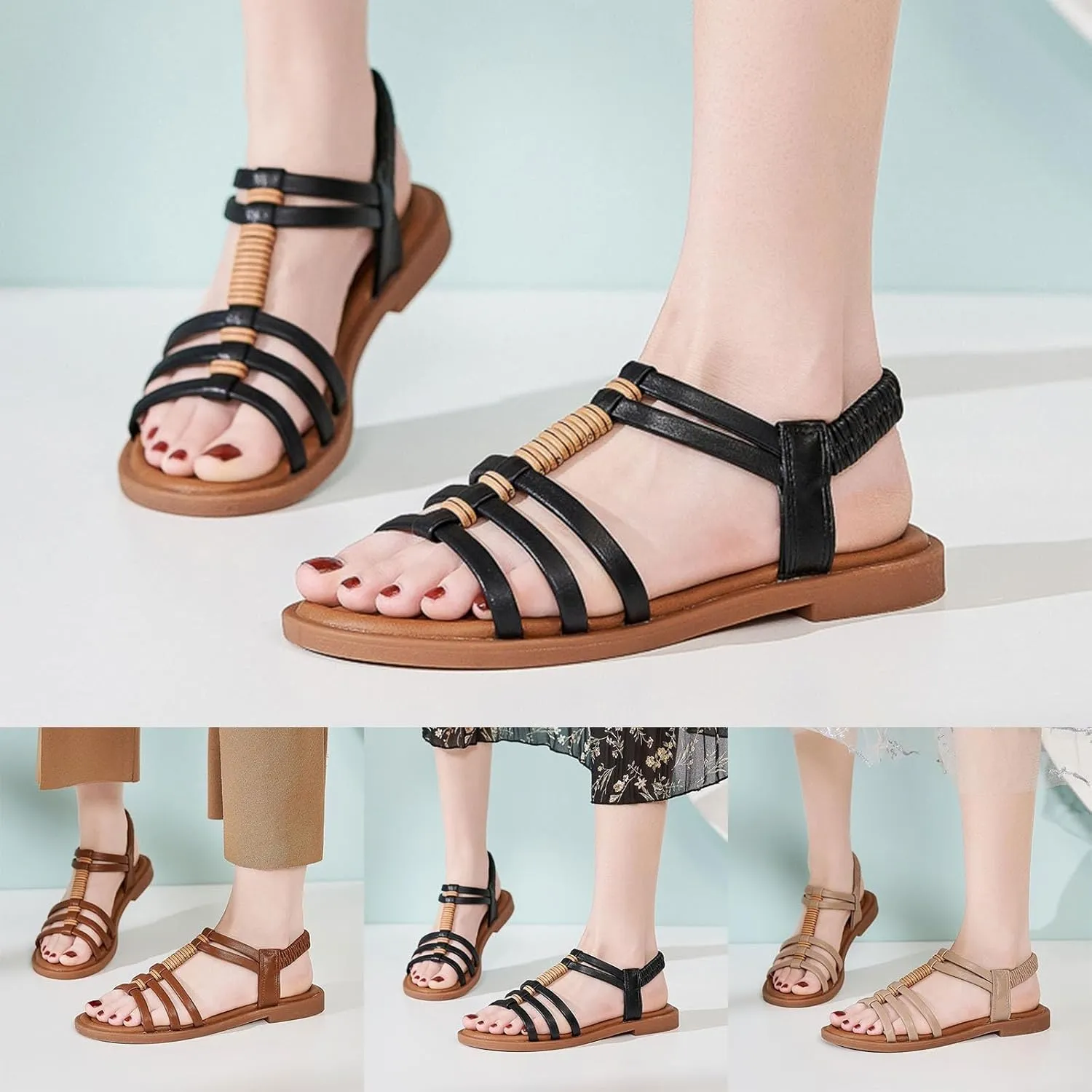 Womens Flip Flops Summer Bohemian Sandals Lace Flower Beach Flat Sandals Elegant Bridal Sandals Toe Ring Strappy Sandal