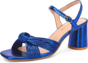 Women's Heeled Sandals Chunky Heel Strappy Metallic Braided Knotted Square Open Toe Ankle Strap Block Heel Sandals