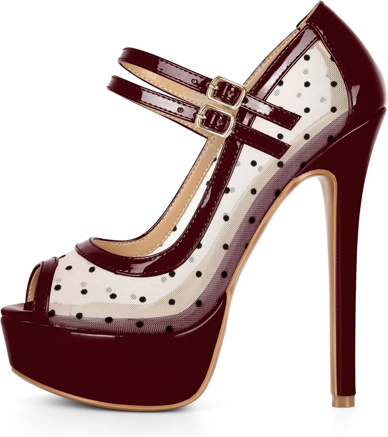 Women's High Heel Pumps Peep Toe Pumps for Women Platform Heels Stiletto Heel Mesh Heels 5.5 Inch Heel