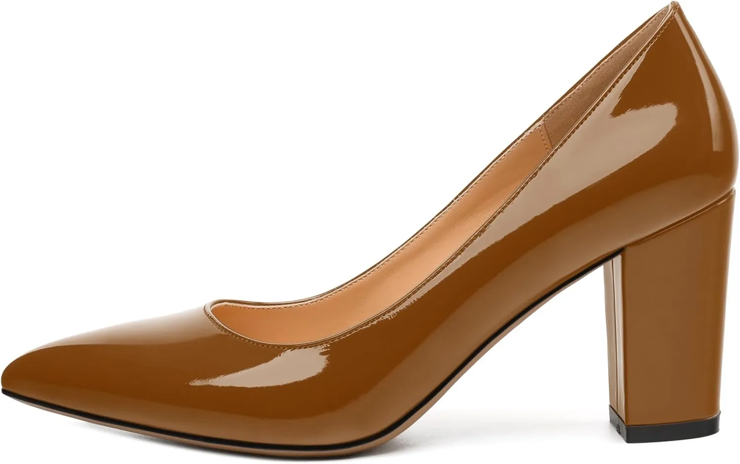 Womens High Heel Pumps, Pointed Toe Chunky Heel Pumps for Women, Daily Dress Shoes for Workplace 3.3"
