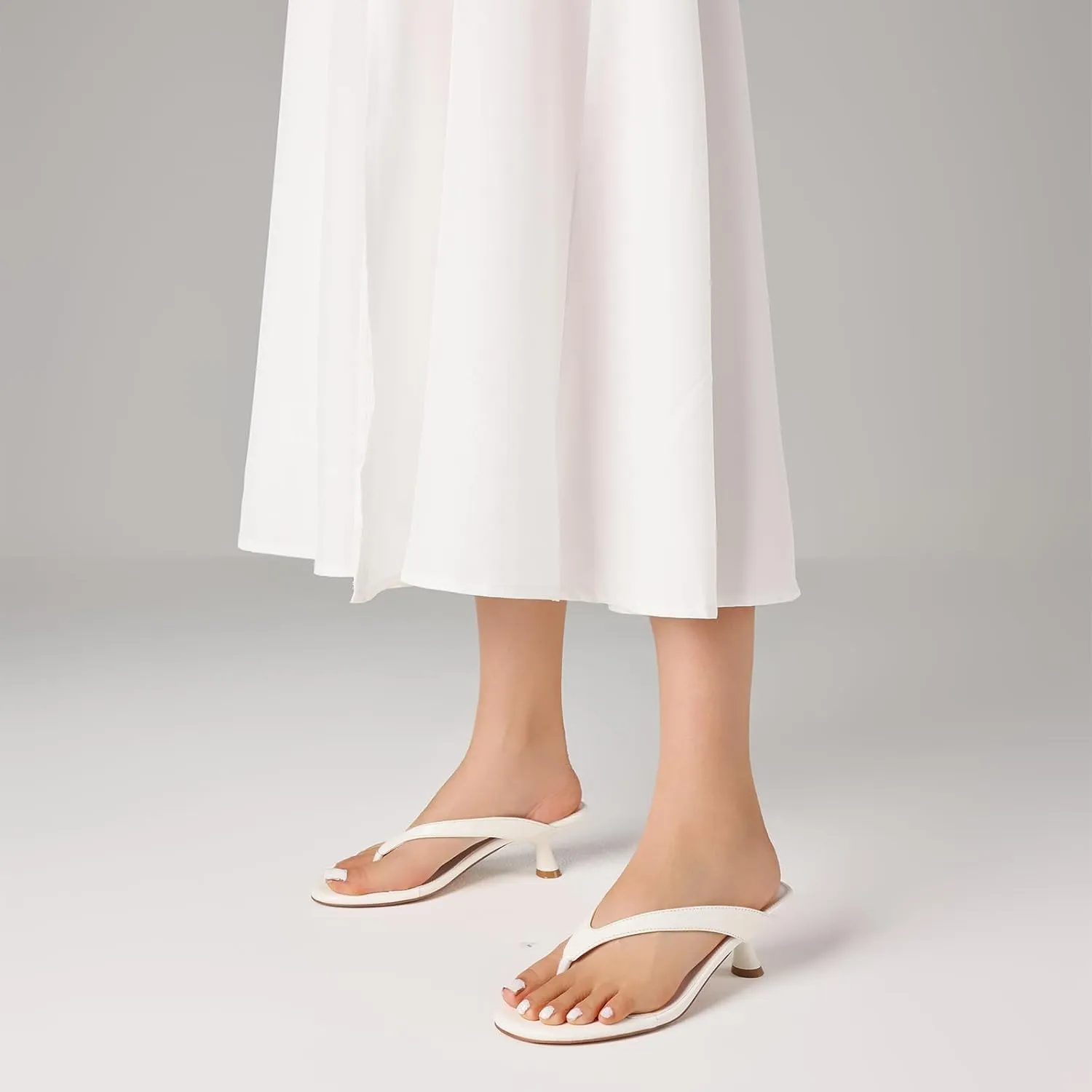 Womens Kitten Heel Sandals Round Open Toe Flip Flop Heels One Strap Slides Short Heeled Sandals for Women