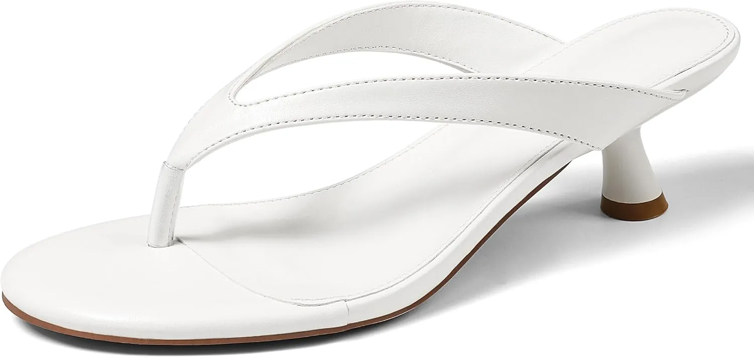 Womens Kitten Heel Sandals Round Open Toe Flip Flop Heels One Strap Slides Short Heeled Sandals for Women