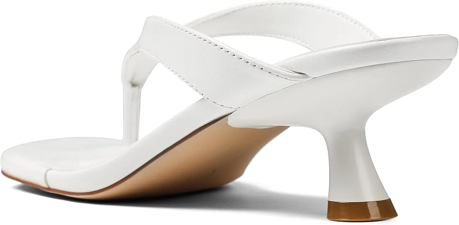 Womens Kitten Heel Sandals Round Open Toe Flip Flop Heels One Strap Slides Short Heeled Sandals for Women