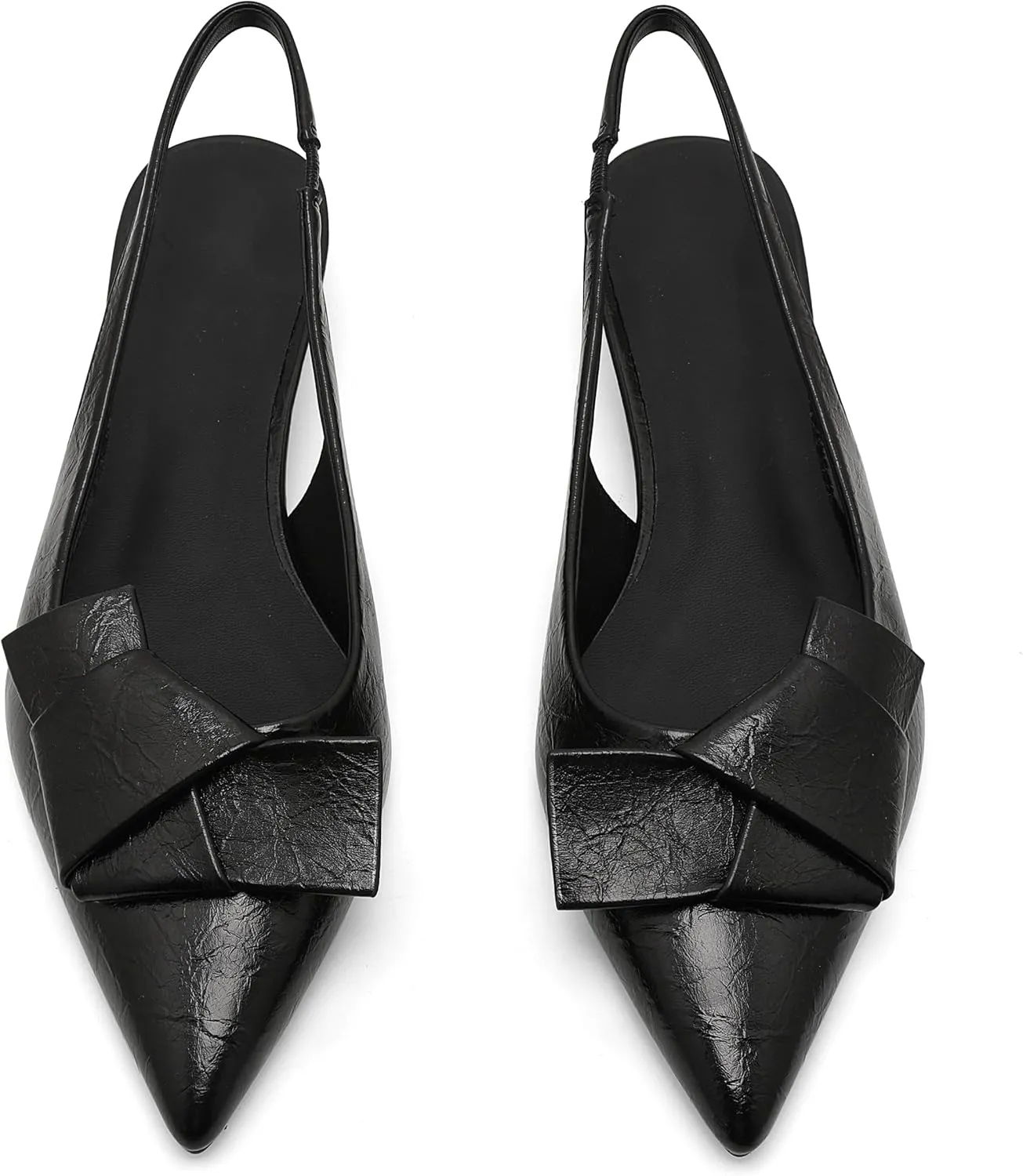 Women's Kitten Heels Black Pumps Dress Shoes Low Heel Wedding Slingback Pointed Toe Bridal Shoes