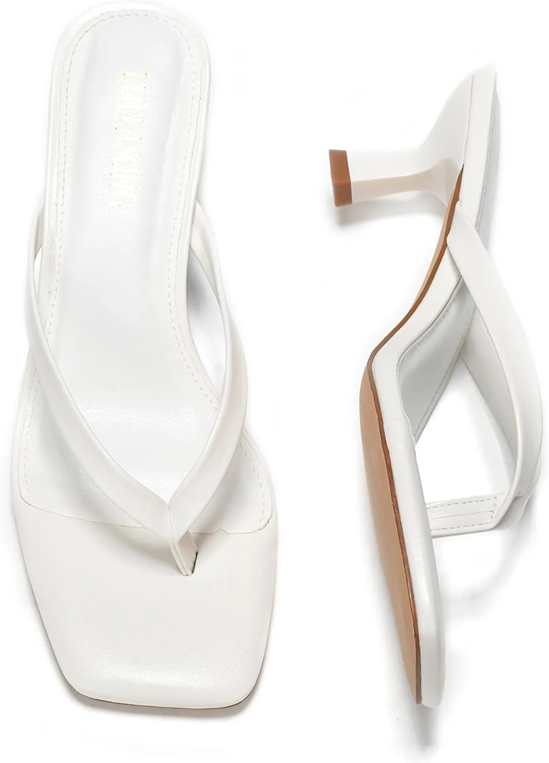 Women's Kitten Heels Sandals Square Open Toe Flip Flop Heels 1.8-2 Inch Heeled Sandals for Women