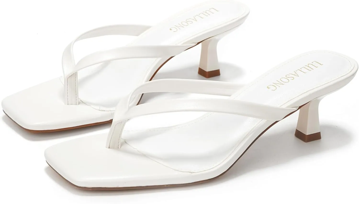 Women's Kitten Heels Sandals Square Open Toe Flip Flop Heels 1.8-2 Inch Heeled Sandals for Women