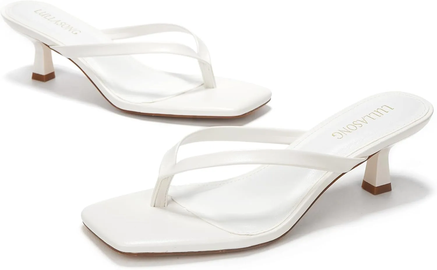 Women's Kitten Heels Sandals Square Open Toe Flip Flop Heels 1.8-2 Inch Heeled Sandals for Women