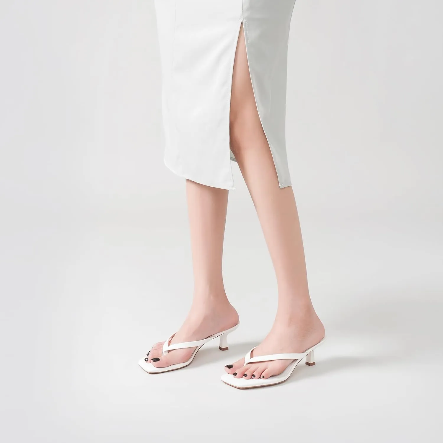 Women's Kitten Heels Sandals Square Open Toe Flip Flop Heels 1.8-2 Inch Heeled Sandals for Women