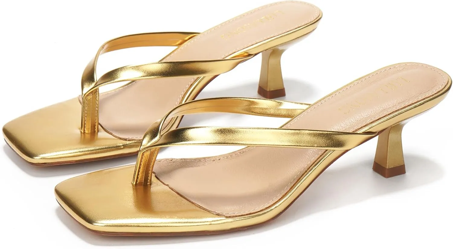 Women's Kitten Heels Sandals Square Open Toe Flip Flop Heels 1.8-2 Inch Heeled Sandals for Women