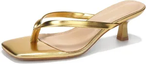 Women's Kitten Heels Sandals Square Open Toe Flip Flop Heels 1.8-2 Inch Heeled Sandals for Women
