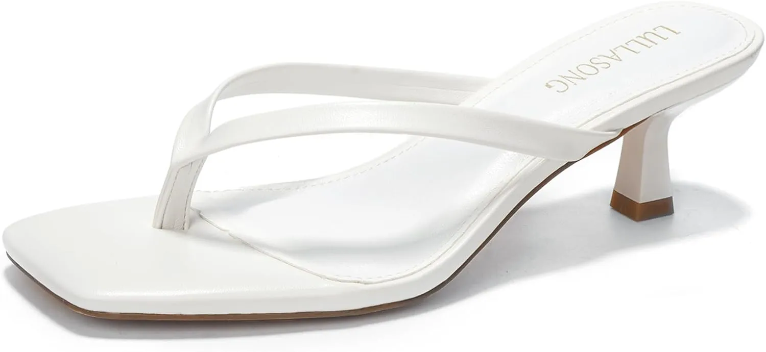 Women's Kitten Heels Sandals Square Open Toe Flip Flop Heels 1.8-2 Inch Heeled Sandals for Women