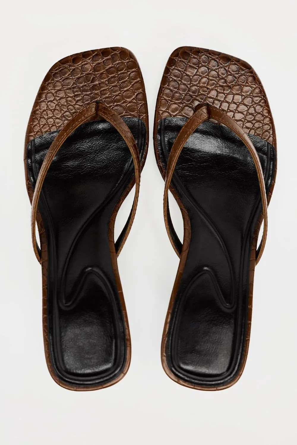 Women's Miami Kitten Heels Sandals Square Open Toe Thong Sandal Flip Flop Heels  Memory Foam Heeled Sandals for Women