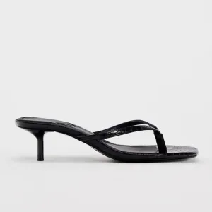 Women's Miami Kitten Heels Sandals Square Open Toe Thong Sandal Flip Flop Heels  Memory Foam Heeled Sandals for Women