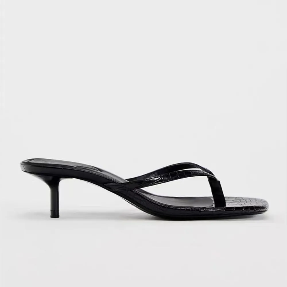 Women's Miami Kitten Heels Sandals Square Open Toe Thong Sandal Flip Flop Heels  Memory Foam Heeled Sandals for Women
