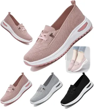 Women's Orthopedic Slip-On Walking Shoes Breathable Mesh, Arch Support, Non-Slip, Lightweight Wide Width Sneakers with Soft Sole & Memory Foam
