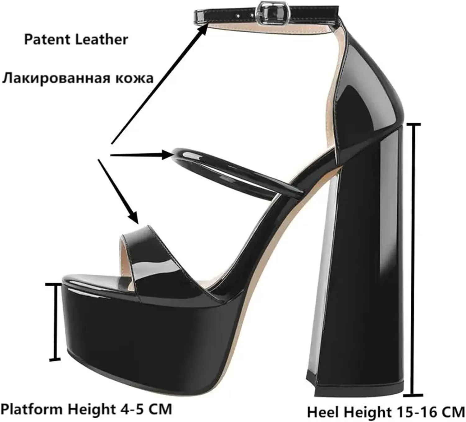 Women's Patent Cross-Tie Sandals - Peep Toe Elegant Platform Heels