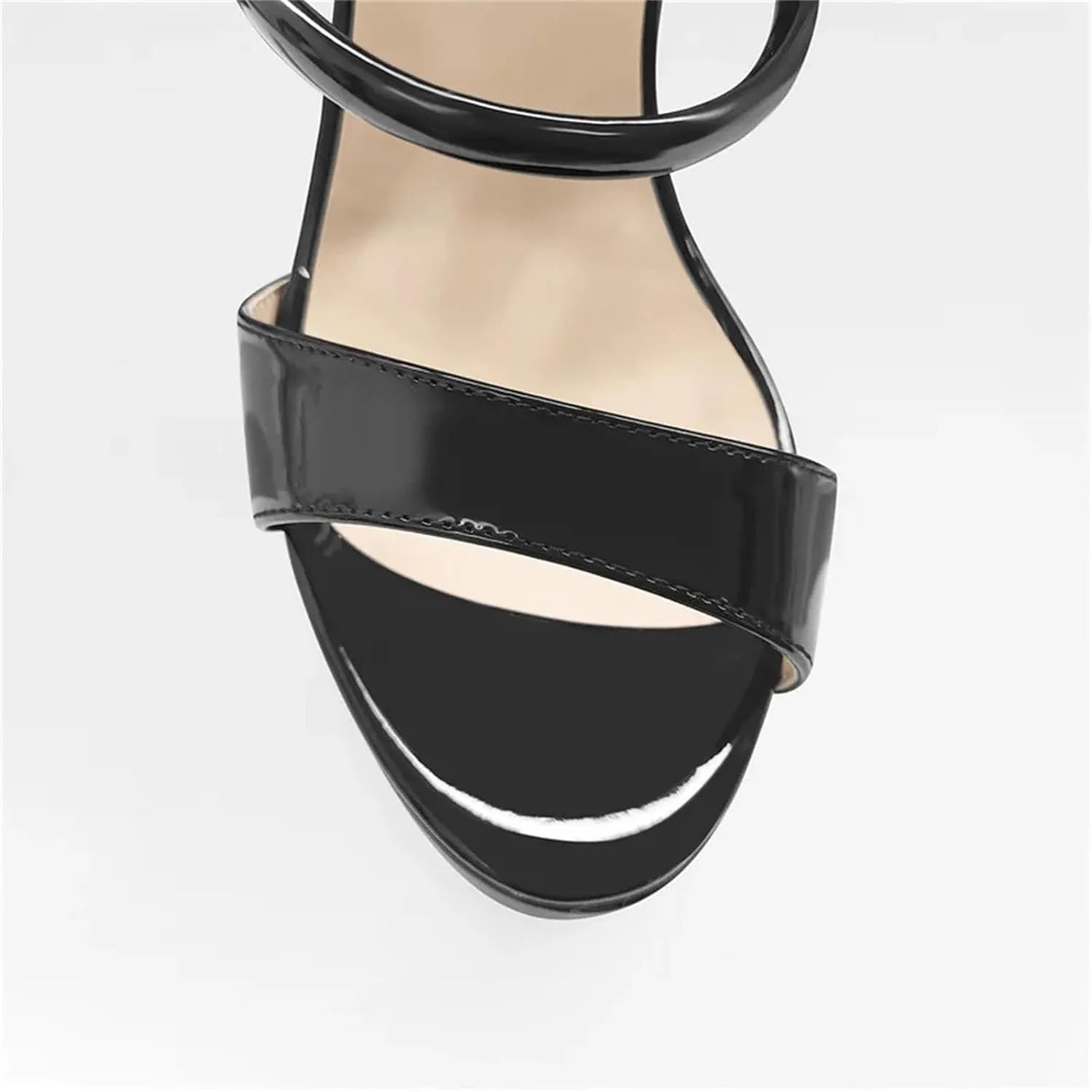 Women's Patent Cross-Tie Sandals - Peep Toe Elegant Platform Heels