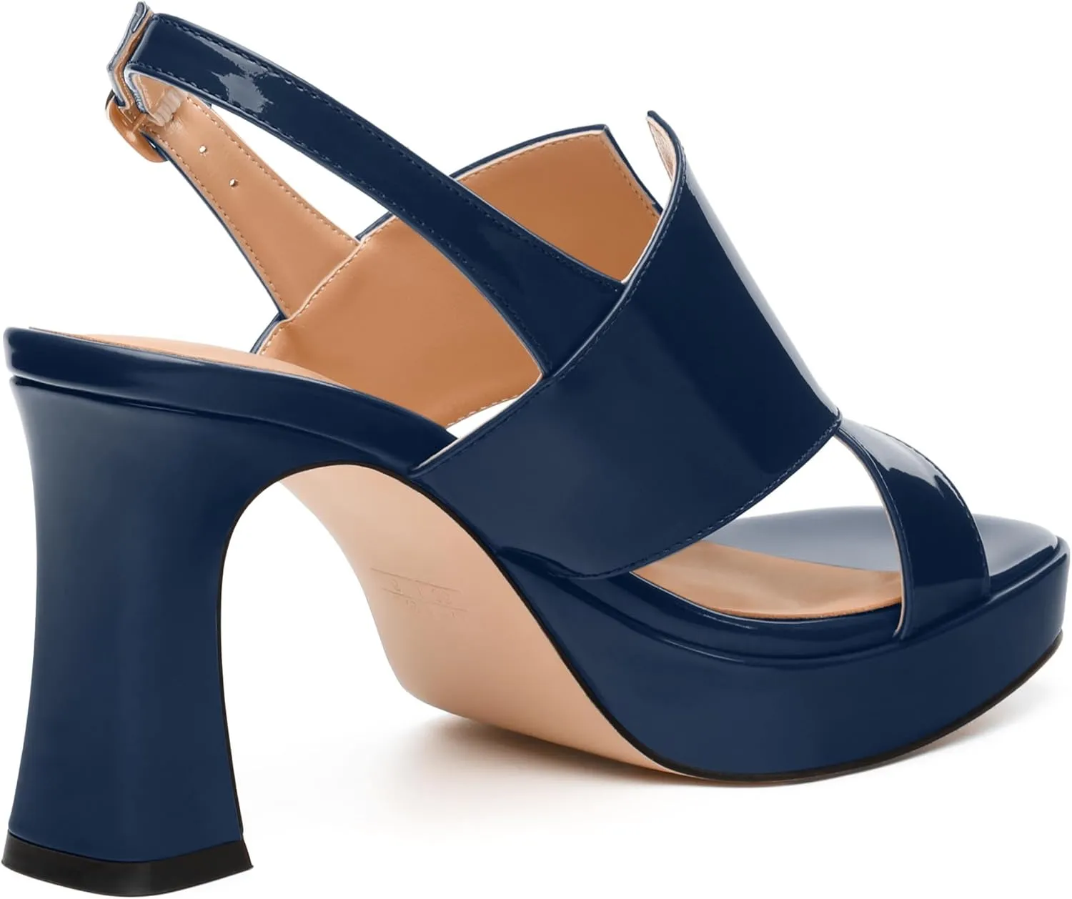 Womens Platform Ankle Strap Sandals, Square Toe Chunky Heel Leather Insole Sandals for Women, Block Heel Strappy Sandals with Buckle 3.3"