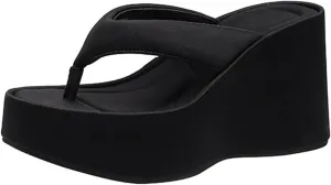 Womens Platform Flip Flops Slip on Slides Sandals, Wedge Flip Flops Chunky High Heel Sandals Summer Beach Thong Heels