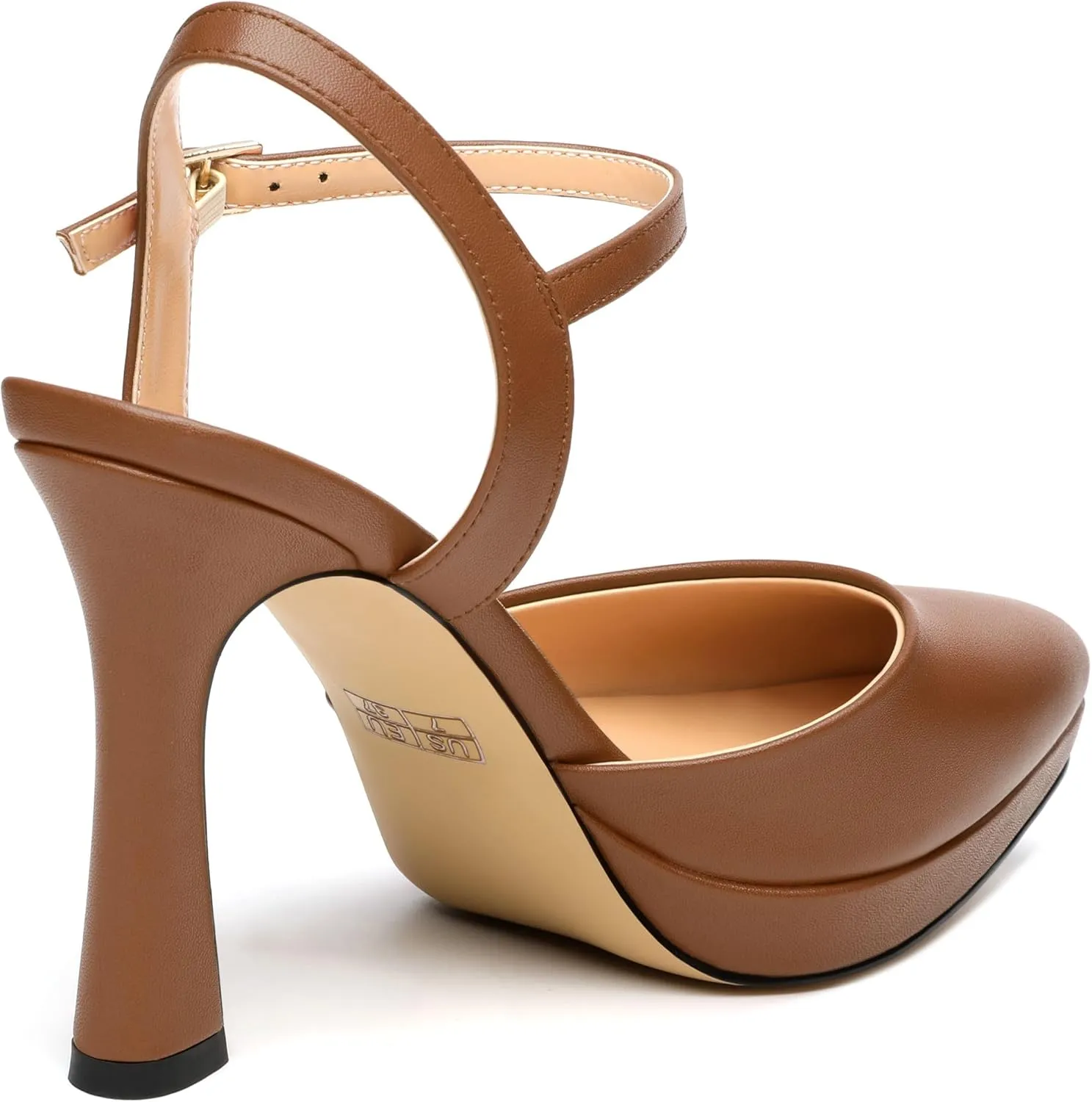 Womens Platform High Heels Pointed Toe Ankle Strap Buckle Stiletto High Heel Pumps Party Evening Dress Shoes 4 Inch