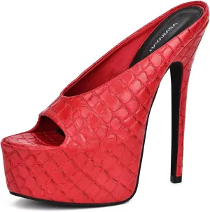 Women's Platform High Stiletto Heels Open Slip On Sandals Peep Toe Pumps Shoes for Dress Wedding Party Club 6 inch Heels