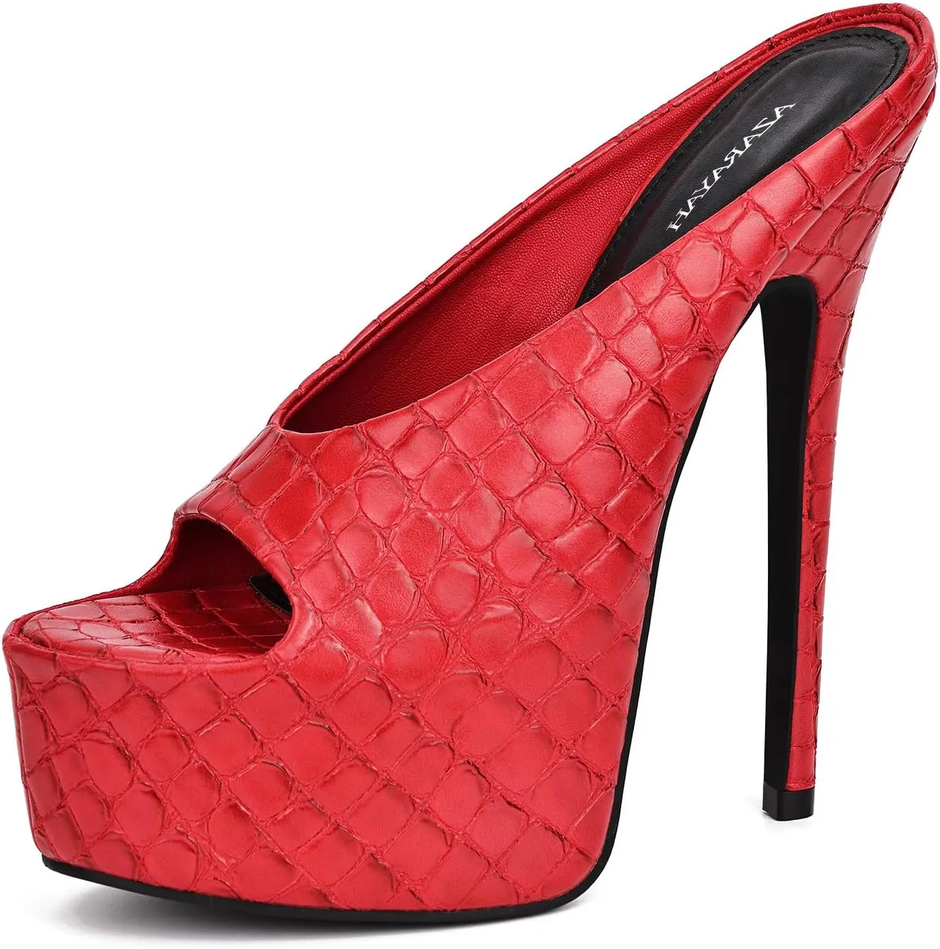 Women's Platform High Stiletto Heels Open Slip On Sandals Peep Toe Pumps Shoes for Dress Wedding Party Club 6 inch Heels