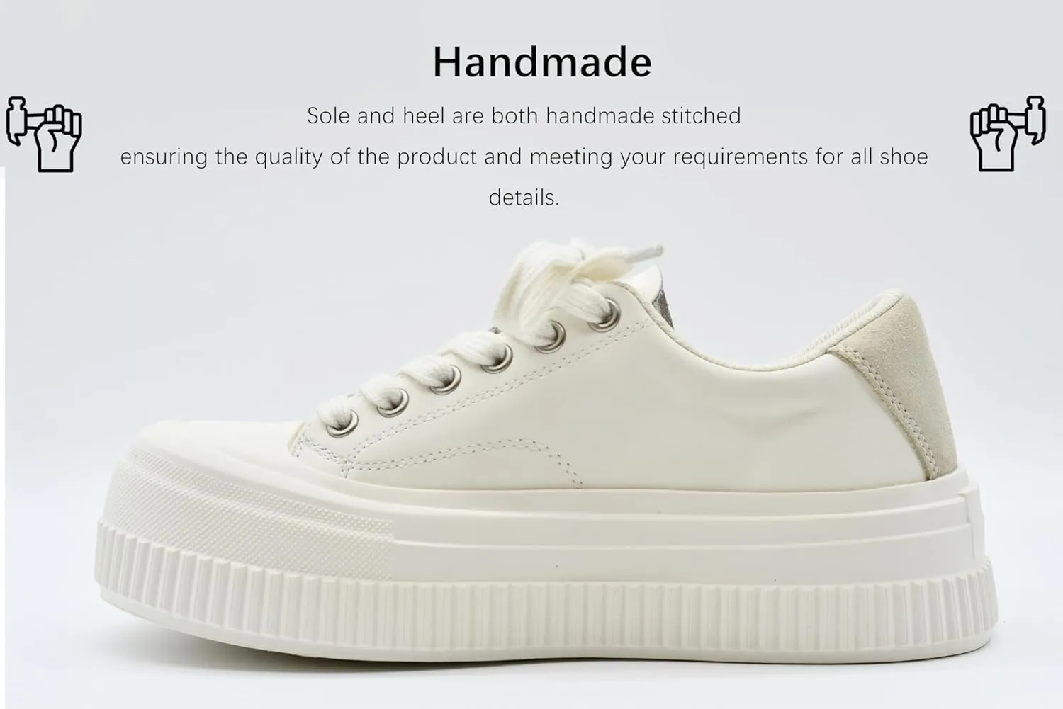 Women’s Platform Light Weight Time Off Lace Up White Leather Comfortable Leather Sneakers