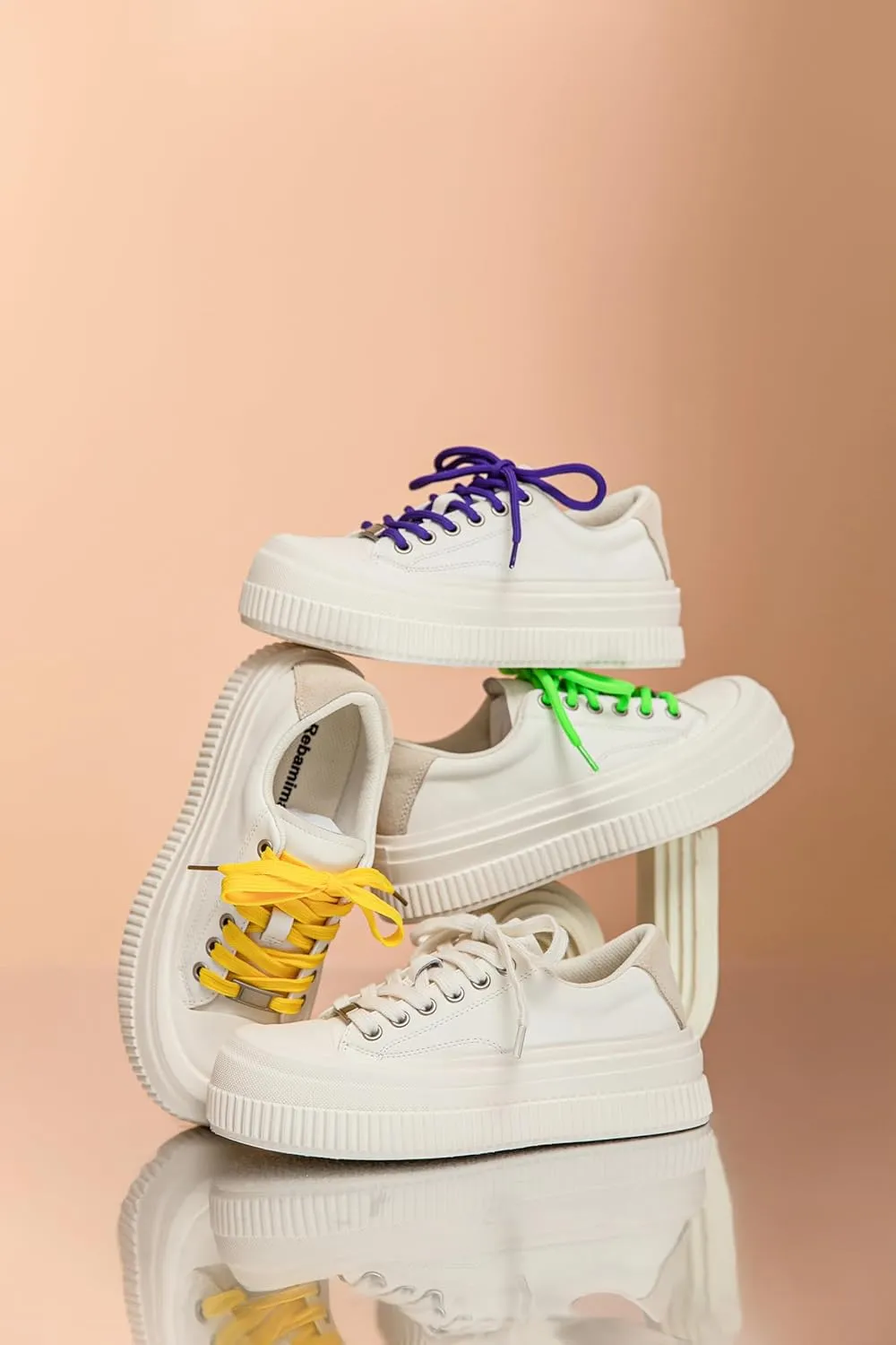 Women’s Platform Light Weight Time Off Lace Up White Leather Comfortable Leather Sneakers