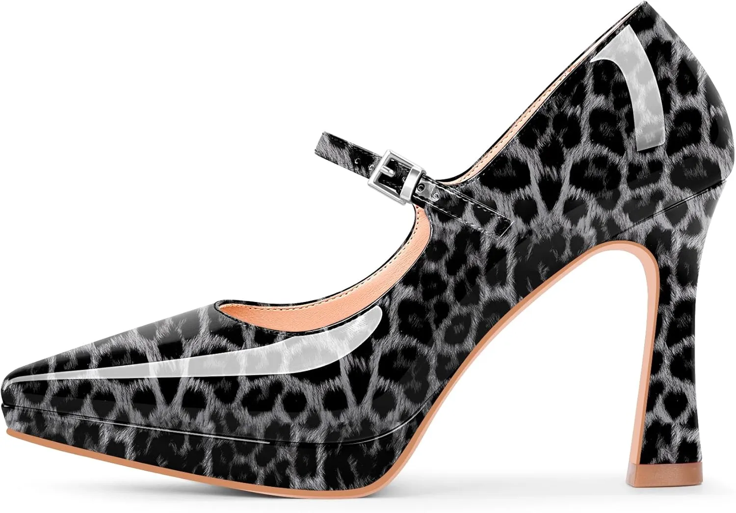 Women's Platform Mary Jane Pumps Pointed Toe Buckle Strap Stiletto High Heel Dress Shoes