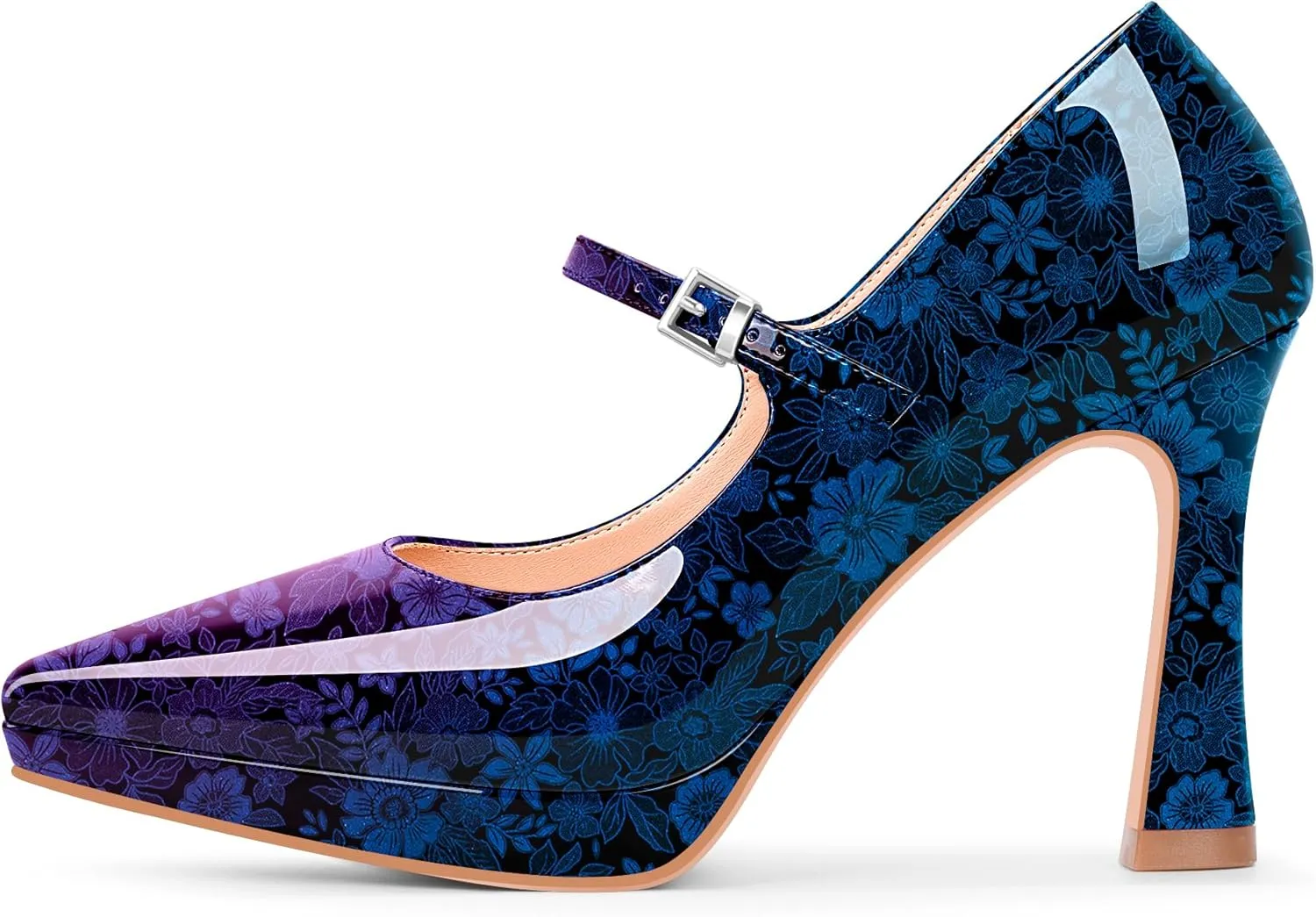Women's Platform Mary Jane Pumps Pointed Toe Buckle Strap Stiletto High Heel Dress Shoes