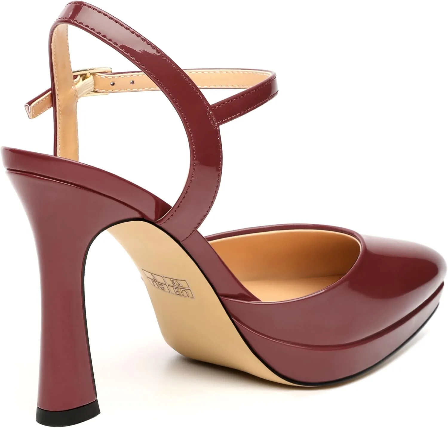 Women's Platform Stiletto Pumps Patent Pointed Toe High Heels Ankle Strap Sandals Wedding Party Dress Shoes 4 Inch