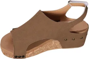 Women's Platform Wedge Sandals, Platform Wedge Sandals 2025 Summer Dressy Heels Bohemia Buckle Ankle Strap Wedge Sandal Comfortable Open-Toe Wedding Party Shoes
