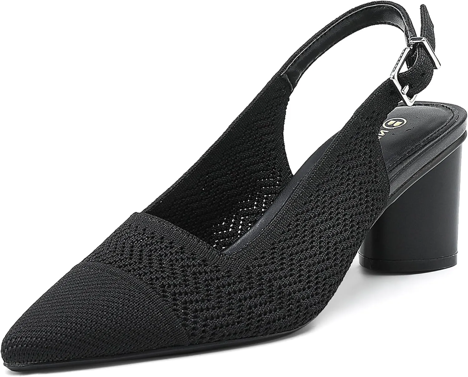 Women's Pointed Toe Chunky Block Heel Slingback Pumps