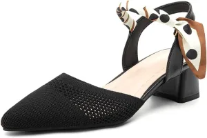 Women's Pointed Toe Chunky Block Heel Slingback Pumps
