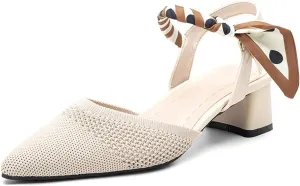 Women's Pointed Toe Chunky Block Heel Slingback Pumps