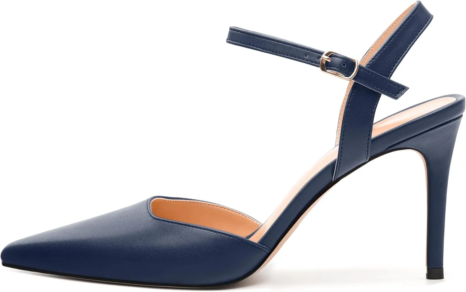Women's Pumps, Buckle Adjustable Strap Pointed Toe Stiletto Heels, Fashion Matte High Heel Shoes for Women