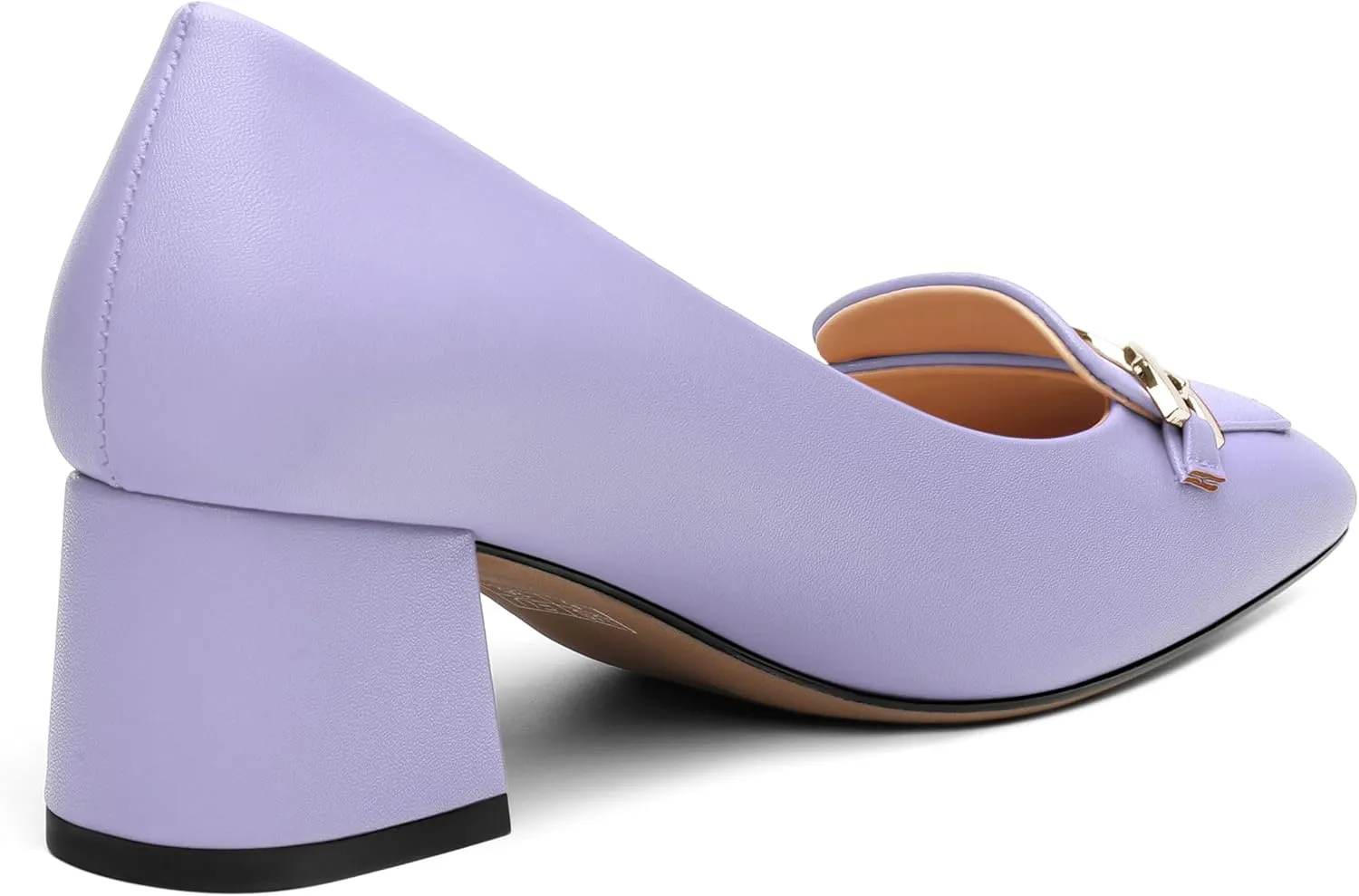 Women's Pumps Low Chunky Block Heel Square Toe Slip On Comfortable Dress Shoes for Work Office Casual