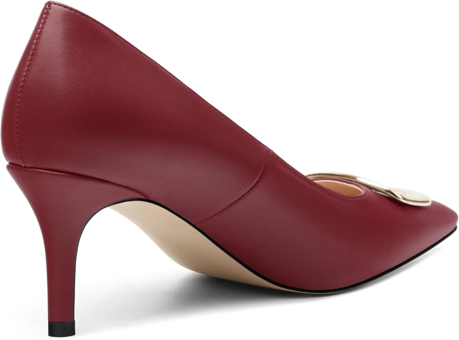 Women's Pumps Pointed Toe Mid Stiletto Heels Rectangular Metal Buckle Pumps Dress Party Shoes