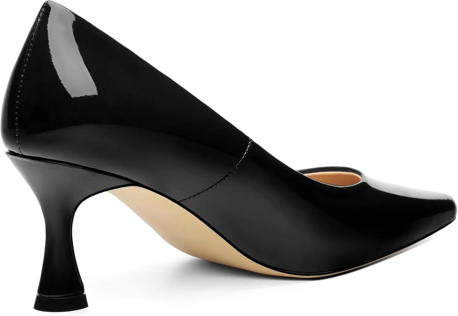 Women's Pumps, Slip On Pointed Closed Toe Kitten Heels for Women, Patent Comfortable Mid Heel Pumps Women's Office Dress Shoes 2.5 Inch