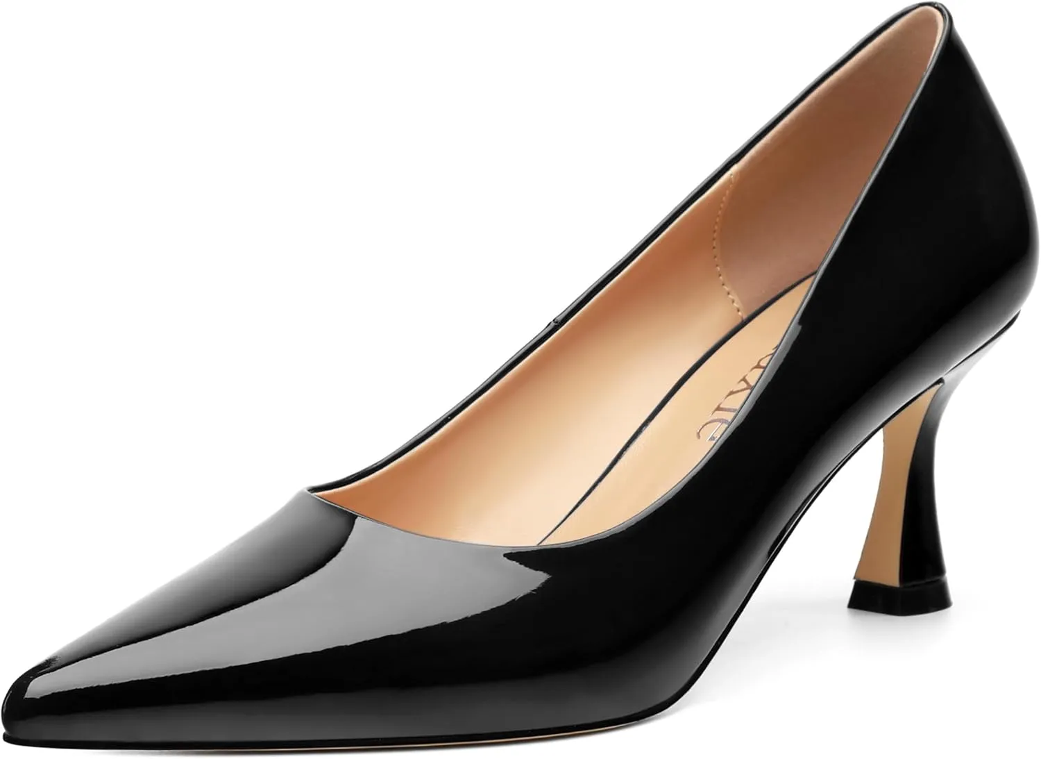 Women's Pumps, Slip On Pointed Closed Toe Kitten Heels for Women, Patent Comfortable Mid Heel Pumps Women's Office Dress Shoes 2.5 Inch