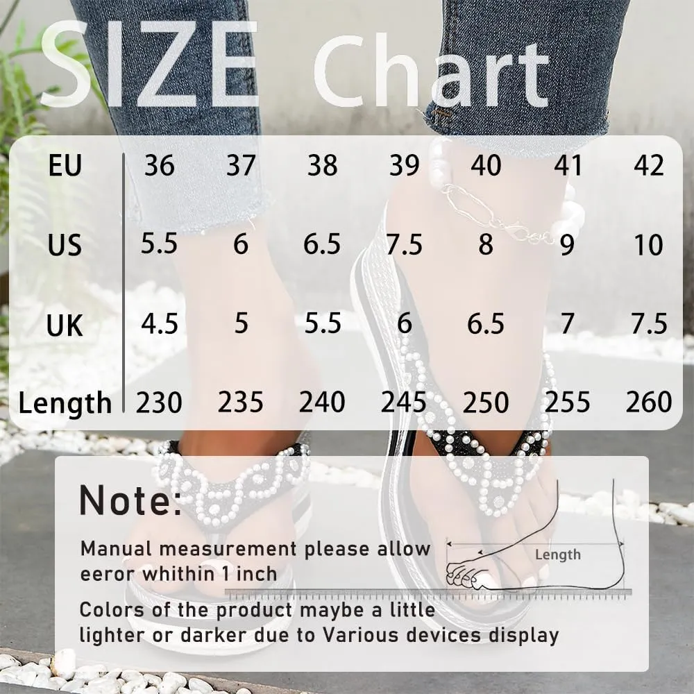 Women's Rhinestone Lightweight Comfortable Non-Slip Wedge Sandals Summer Casual Slip on Arch Support Slides 2025 Comfy Platform Boho Orthopedic Flip Flops with Arch Support