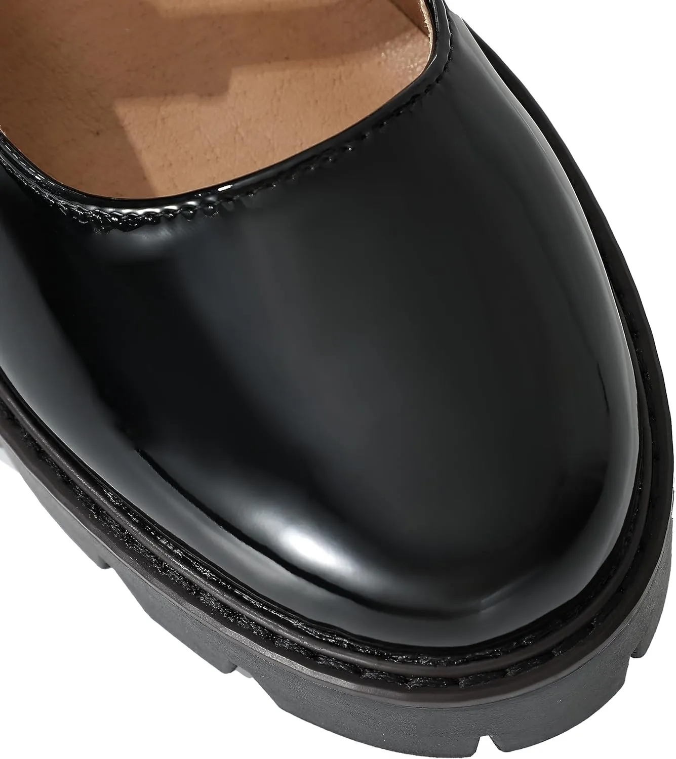 Women's Round Toe Ankle Strap Mary Janes Platform Low Heel Chunky Pumps Oxford Dress Shoes