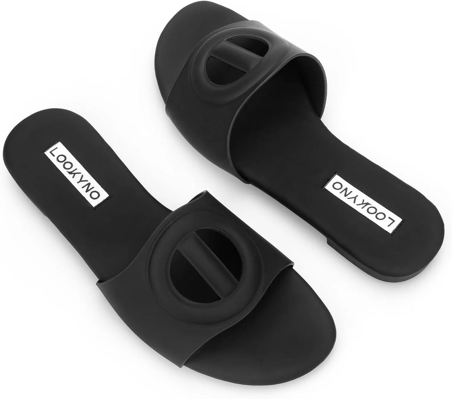 Womens Sandals Dressy Summer Flat Sandals 2025 Open Toe Slippers Slip On Slides with Semicircle Cutouts